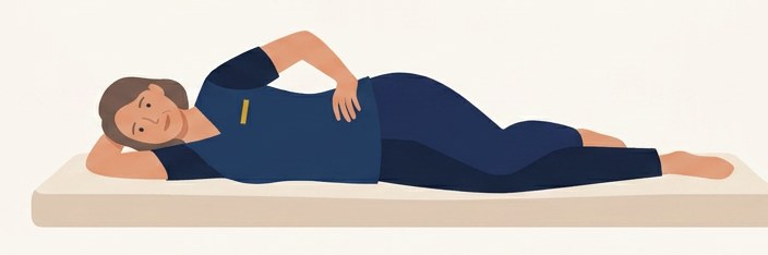 Illustration of a woman lying on her side on a mattress