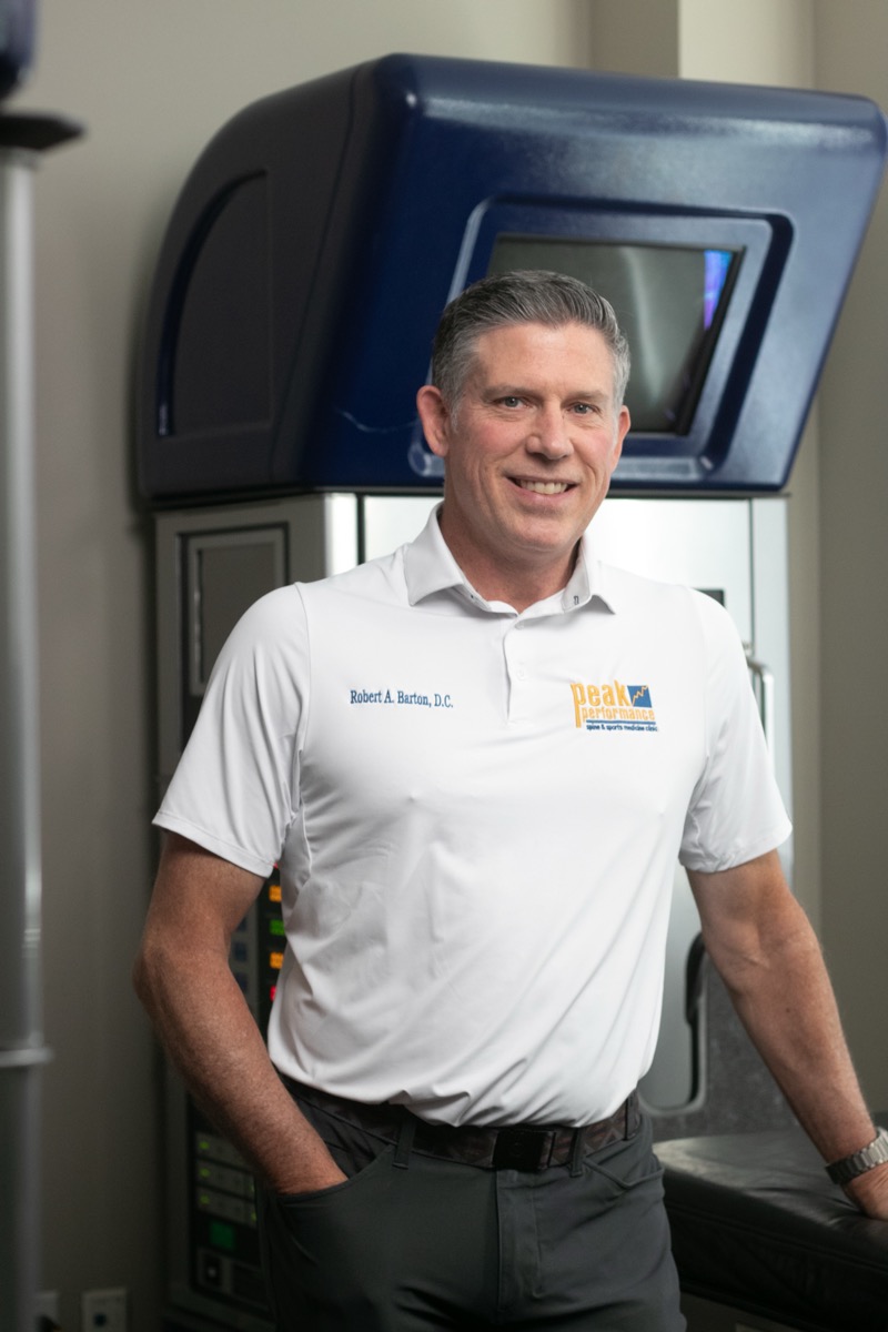 Dr. Barton at the DRX9000 spinal decompression system
