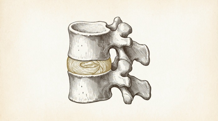 Anatomical illustration — spinal disc between vertebrae